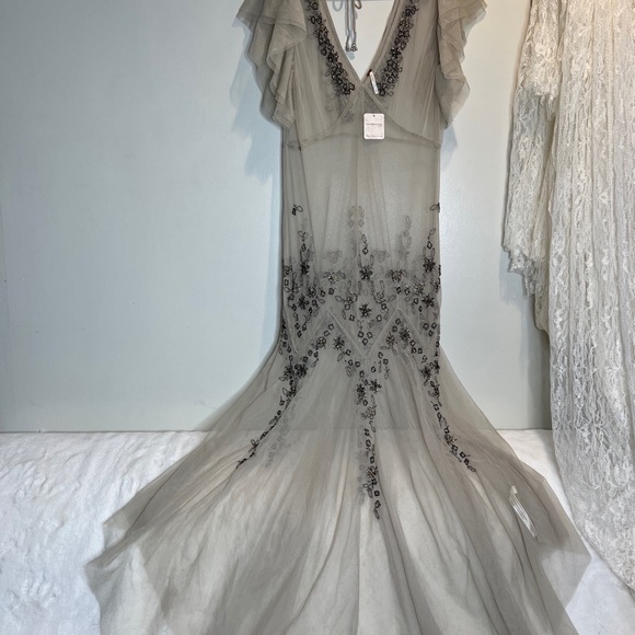Free People Annabelle Beaded Embellished Mesh Maxi Slip Dress - Picture 5 of 9